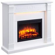 RICHEN Hikaru Electric Fireplace Electric Standing Fireplace with Heater, LED Lighting, 3D Flame Effect & Remote Control Electric Fireplace White