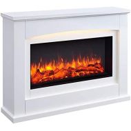 RICHEN Argon Electric Fireplace Electric Standing Fireplace with Heater, LED Lighting, 3D Flame Effect & Remote Control Electric Fireplace White