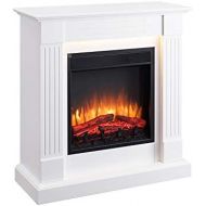 RICHEN Ladina Electric Fireplace Electric Standing Fireplace with Heater, LED Lighting, 3D Flame Effect & Remote Control White