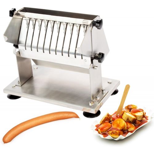  RICOO Edelstahl Gastro Currywurstschneider RGS103 Hand Wurstschneider Bratwurstschneider Manuell Imbiss Cutter Hand-Currywurst-Schneider Handcurrywurstschneider Wurstzerkleinerer C