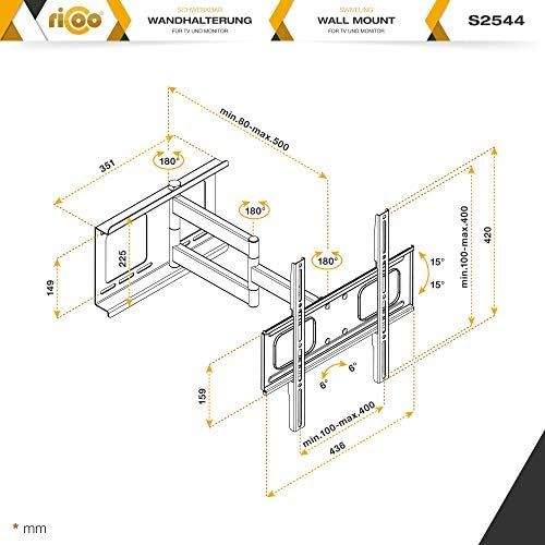  [아마존 핫딜]  [아마존핫딜]RICOO TV Wandhalterung S2544 Universal fuer 32-65 Zoll (ca. 81-165cm) Schwenkbar Neigbar | Wand Halter Aufhangung Fernseh Halterung auch fuer Curved LCD und LED Fernseher | VESA 200x