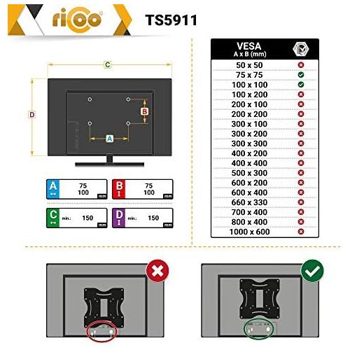  [아마존베스트]RICOO Monitor Mount TS5611, TS5711, TS5811, TS5911, TS6011, TS7011, TS7811, TS8411, TS8511, TS5311, TS8211, TS7511