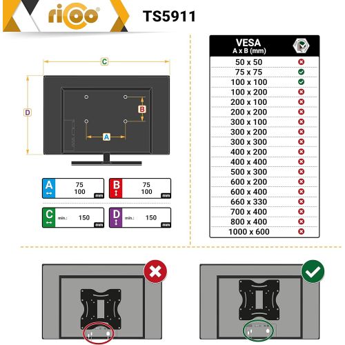  [아마존베스트]RICOO Monitor Mount TS5611, TS5711, TS5811, TS5911, TS6011, TS7011, TS7811, TS8411, TS8511, TS5311, TS8211, TS7511