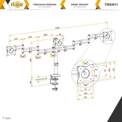  [아마존베스트]RICOO Monitor Mount TS5611, TS5711, TS5811, TS5911, TS6011, TS7011, TS7811, TS8411, TS8511, TS5311, TS8211, TS7511