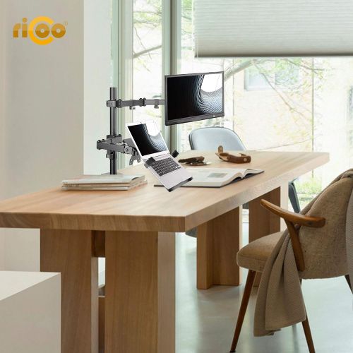  [아마존베스트]RICOO PC Monitor Stand Table Mount Swivel Tilt (TS7111) Swivel Arm Height Adjustable for 13-29 Inch (up to 10 kg, VESA 100 x 100) Computer Screen Stand Base Laptop Shelf