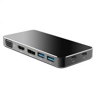 USB C Hub,RICOV USB-C Multi-port to HDMI, 2-Port USB3.0, DP DisplayPort,VGA,2-Port Type-C Power Delivery or Data Delivery Adapter(Black)