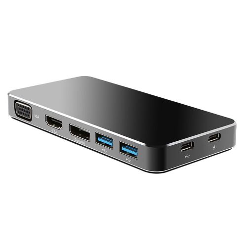  USB C Hub,RICOV USB-C Multi-port to HDMI, 2-Port USB3.0, DP DisplayPort,VGA,2-Port Type-C Power Delivery or Data Delivery Adapter(Black)