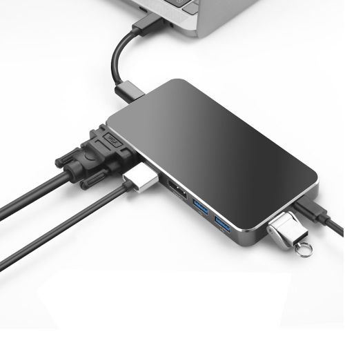  USB C Hub,RICOV USB-C Multi-port to HDMI, 2-Port USB3.0, DP DisplayPort,VGA,2-Port Type-C Power Delivery or Data Delivery Adapter(Black)