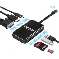 RICOV USB Type C Hub, USB-C to HDMI VGA USB C Adapter for MacBook/MacBook Pro/Google Chromebook Pixel and More  Black