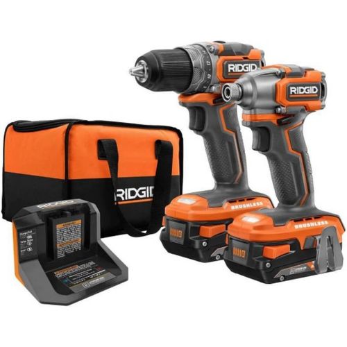  [아마존베스트]RIDGID 18V Brushless Sub-Compact Cordless 1/2 -inch Drill/Driver and Impact Driver Combo Kit, R9780