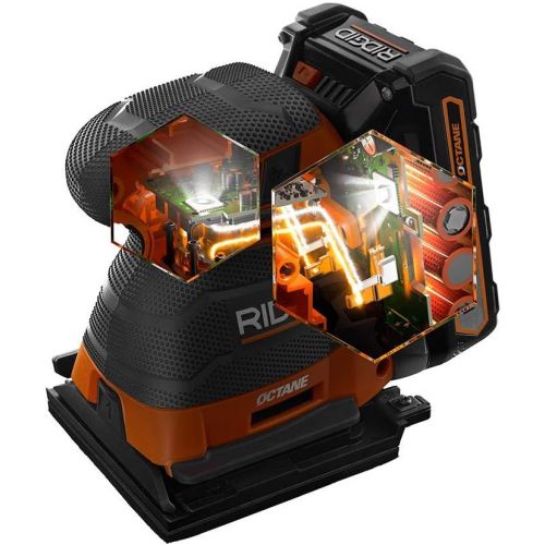  [아마존베스트]Ridgid 18-Volt OCTANE Cordless Brushless 3-Speed 1/4 Sheet Sander - Bare Tool, R86064B, (Bulk Packaged, Non-Retail Packaging)