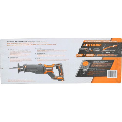  [아마존베스트]Ridgid R8643B Octane 18V Lithium Ion Cordless Brushless Reciprocating Saw w/ Included Blade and LED Lighting (Battery Not Included / Power Tool Only)