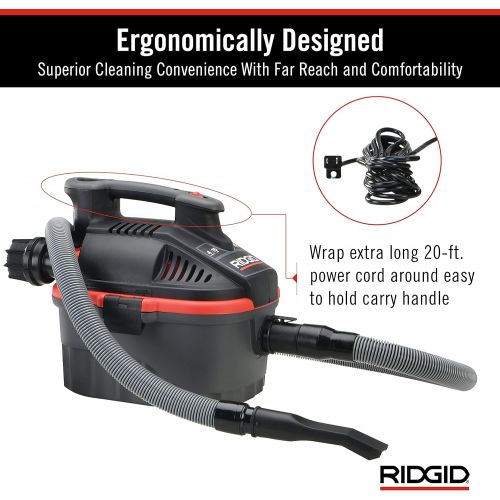  RIDGID 50313 4000RV Portable Wet Dry Vacuum, 4-Gallon Small Wet Dry Vac with 5.0 Peak HP Motor, Pro Hose, Ergonomic Handle, Cord Wrap, Blower Port , Red