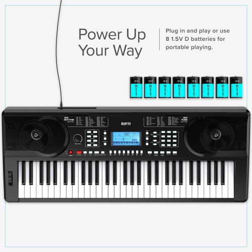  [아마존베스트]RIF6 Electric 61 Key Piano Keyboard - with Over Ear Headphones, Music Stand, Digital LCD Display, Teaching Modes and Adjustable Stool - Electronic Musical Instruments Starter Set f