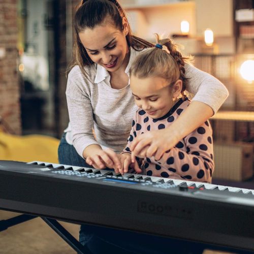  [아마존베스트]RIF6 Electric 61 Key Piano Keyboard - with Over Ear Headphones, Music Stand, Digital LCD Display, Teaching Modes and Adjustable Stool - Electronic Musical Instruments Starter Set f