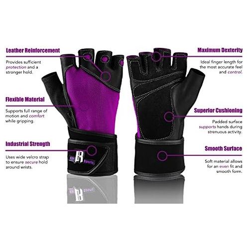  RIMSports Weight Lifting Gloves with Wrist Wrap - Best Lifting Gloves - Premium Weights Lifting Gloves, Rowing Gloves, Biking Gloves, Training Gloves, Grip Gloves