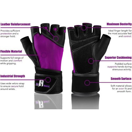  RIMSports Weight Lifting Gloves with Wrist Wrap - Best Lifting Gloves - Premium Weights Lifting Gloves, Rowing Gloves, Biking Gloves, Training Gloves, Grip Gloves