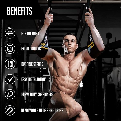  RIMSports Ab Straps for Pull Up Bar - Premium Pull Up Straps & Hanging Ab Straps for Core Workouts - Ideal Hanging Straps & Ab Hancer for Leg Raises, Knee Ups & Ab Workouts