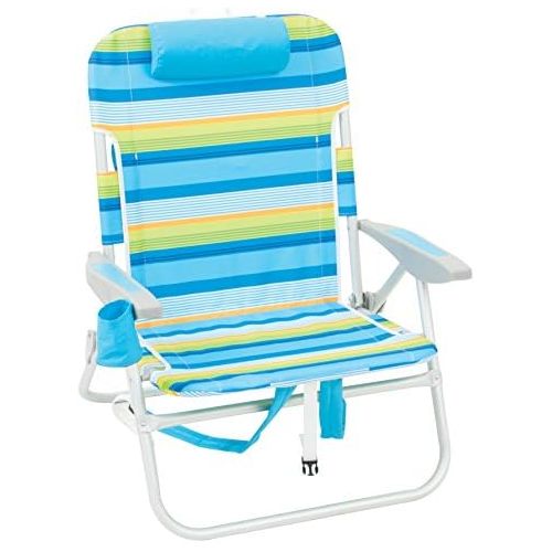  RIO Gear Rio Beach Big Boy Folding 13 Inch High Seat Backpack Beach or Camping Chair, Blue/Green Stripe캠핑 의자