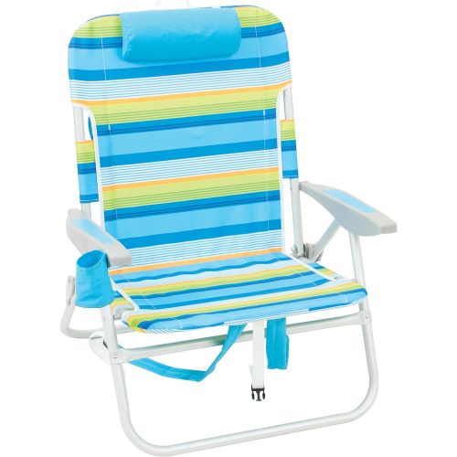  RIO Gear Rio Beach Big Boy Folding 13 Inch High Seat Backpack Beach or Camping Chair, Blue/Green Stripe캠핑 의자