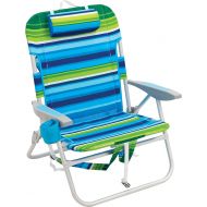 RIO Gear Rio Beach Big Boy Folding 13 Inch High Seat Backpack Beach or Camping Chair, Green/Blue Stripe캠핑 의자