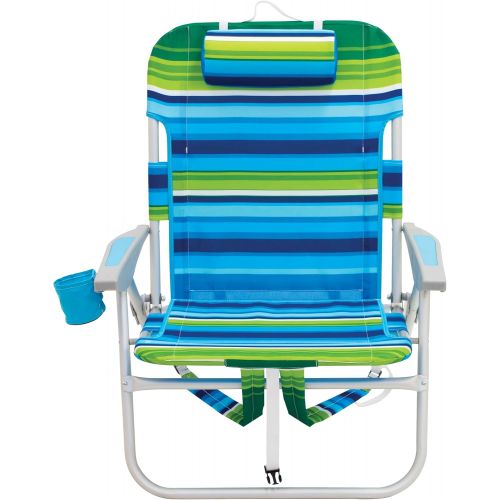  RIO Gear Rio Beach Big Boy Folding 13 Inch High Seat Backpack Beach or Camping Chair, Green/Blue Stripe캠핑 의자