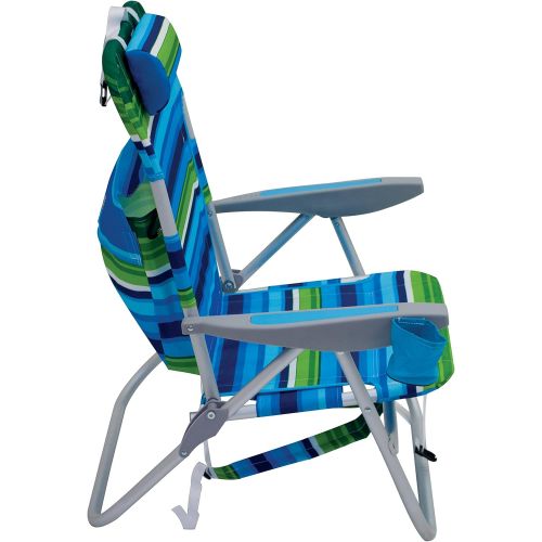  RIO Gear Rio Beach Big Boy Folding 13 Inch High Seat Backpack Beach or Camping Chair, Green/Blue Stripe캠핑 의자