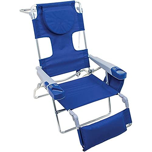  RIO Beach 4 Position Lay Flat Beach Chair Lounger Chaise with Face Hole, Adjustable Foot Rest, Face Down Book Holder and 14 inch Seat Height