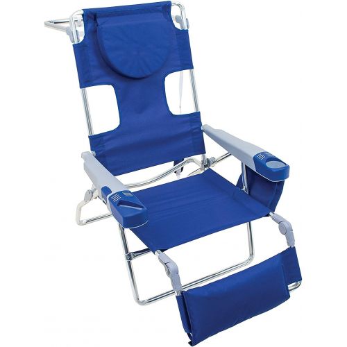  RIO Beach 4 Position Lay Flat Beach Chair Lounger Chaise with Face Hole, Adjustable Foot Rest, Face Down Book Holder and 14 inch Seat Height