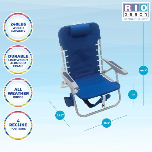  RIO BEACH 4-Position Lace-Up Backpack Folding Beach Chair