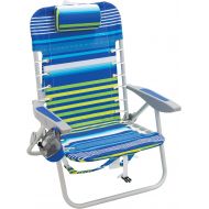 Rio Brands Beach 4-PRio Beach 4-Position Backpack Lace-Up Suspension Folding Beach Chair - Blue/Green Stripe , 24 x 24.75 x 33