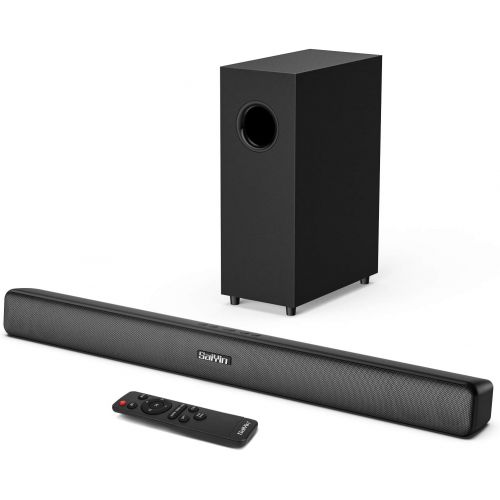  RIOWOIS Sound Bars for TV with Subwoofer Deep Bass Soundbar 2.1 CH Home Audio Surround Sound Speaker System with Wireless Bluetooth 5.0 for PC Gaming with Wired Opt/Aux/Coax Connection Mou