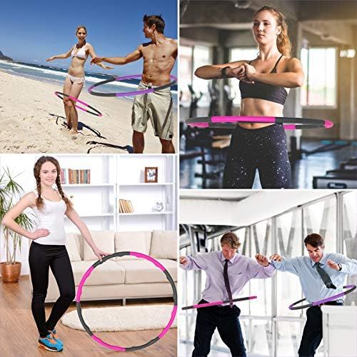  [아마존베스트]RIRGI Hula Hoop for Slimming Hula Hoop for Adults and Children, 8 Section Removable Hula Hoop with Foam, Slim Hoop for Fitness with Mini Band Measure and Rope Skipping