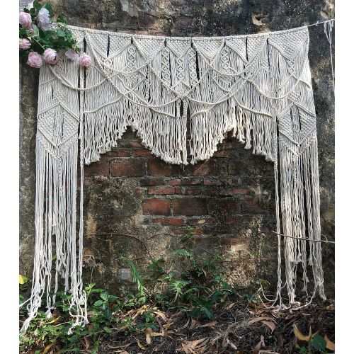  RISEON Large 70 W x 78 L Handmade Macrame Wedding Backdrop, Macrame Wedding Arch Arbor, Macrame Wall Hanging,Macrame Door Hanging,Room divider,macrame Curtains,Window Curtain BOHO