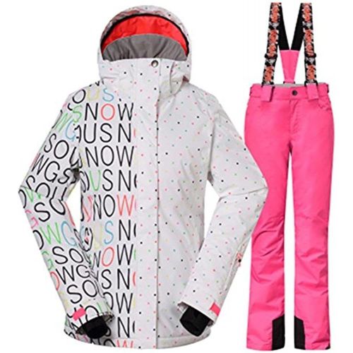  RIUIYELE Fashion Women Breathable Waterproof and Windproof Colorful Snowboard Ski Jacket Pants Set