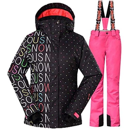  RIUIYELE Fashion Women Breathable Waterproof and Windproof Colorful Snowboard Ski Jacket Pants Set