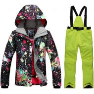 RIUIYELE Womens High Waterproof Snowboard colorful Printed Ski Jacket and Pants