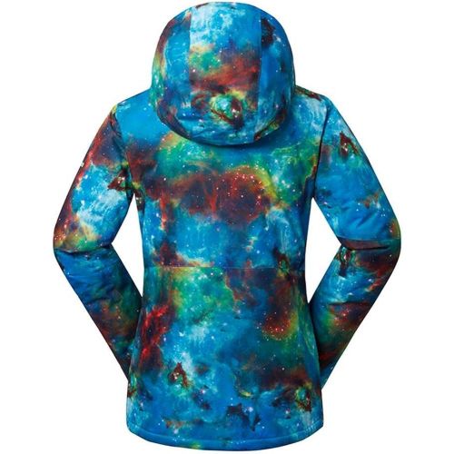  RIUIYELE Womens Fashion High Windproof Waterproof Snowsuit Colorful Printed Ski Bib Jacket and Pants