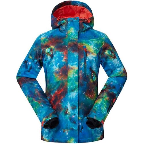  RIUIYELE Womens Fashion High Windproof Waterproof Snowsuit Colorful Printed Ski Bib Jacket and Pants