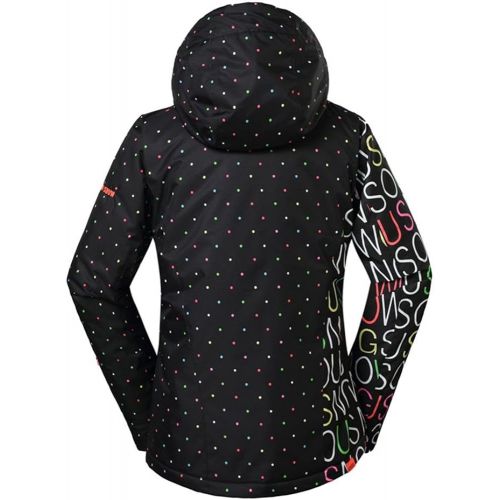  RIUIYELE Women Fashion High Windproof Waterproof Snowsuit Colorful Printed Ski Jacket