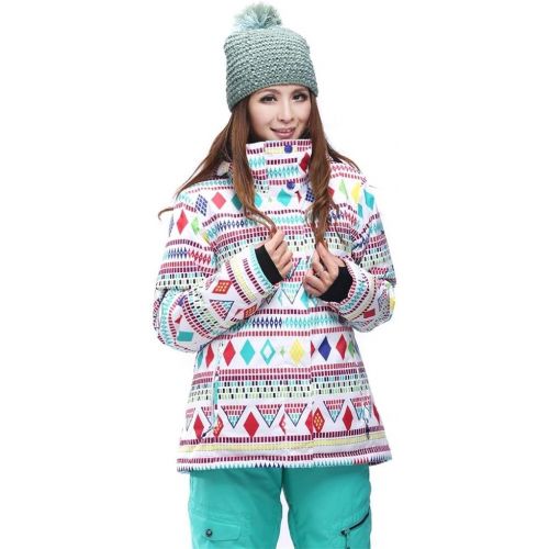  RIUIYELE Women Fashion High Windproof Waterproof Snowsuit Colorful Printed Ski Jacket