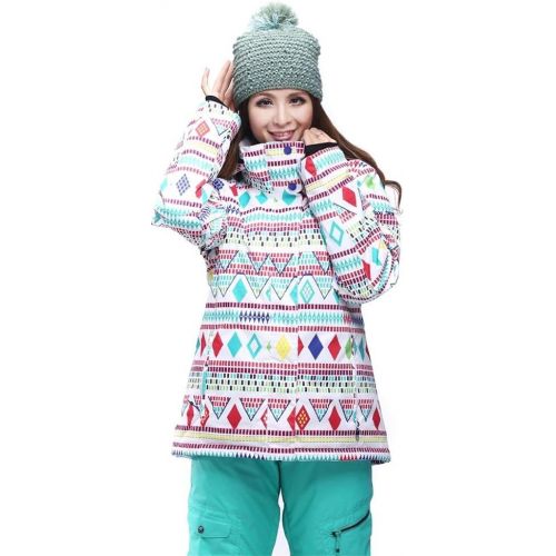  RIUIYELE Women Fashion High Windproof Waterproof Snowsuit Colorful Printed Ski Jacket