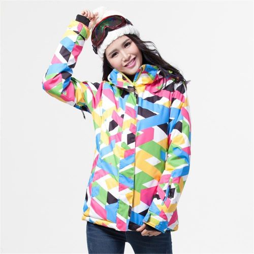  RIUIYELE Women Fashion High Windproof Waterproof Snowsuit Colorful Printed Ski Jacket