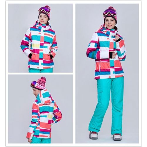  RIUIYELE Women Fashion High Windproof Waterproof Snowsuit Colorful Printed Ski Jacket