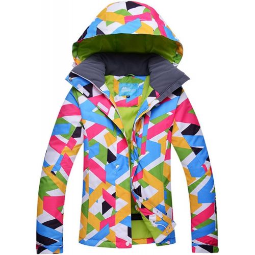  RIUIYELE Women Fashion High Windproof Waterproof Snowsuit Colorful Printed Ski Jacket