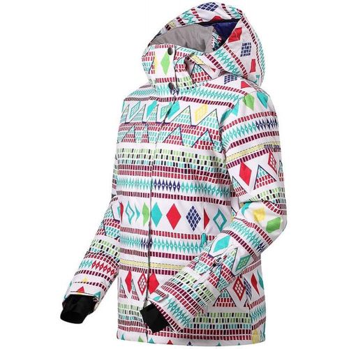  RIUIYELE Women Fashion High Windproof Waterproof Snowsuit Colorful Printed Ski Jacket