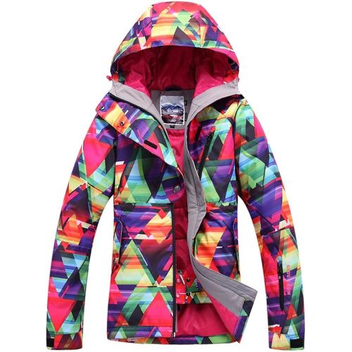  RIUIYELE Women Fashion High Windproof Waterproof Snowsuit Colorful Printed Ski Jacket