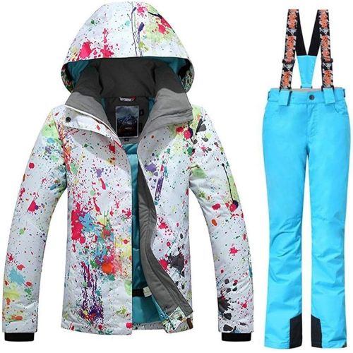  RIUIYELE Womens Fashion High Windproof Waterproof Snowsuit colorful Printed Ski Jacket Pants