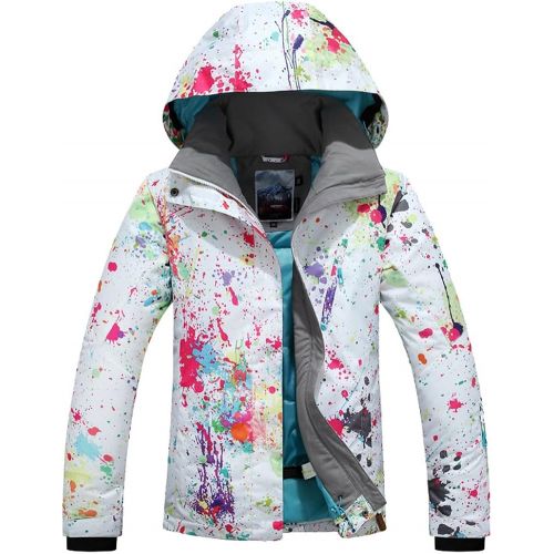  RIUIYELE Womens Fashion High Windproof Waterproof Snowsuit colorful Printed Ski Jacket Pants