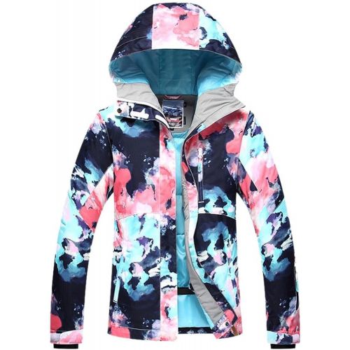  RIUIYELE Womens Ski Bib Suit Jacket Waterproof Snowboard colorful Printed Ski Jacket and Pants Set